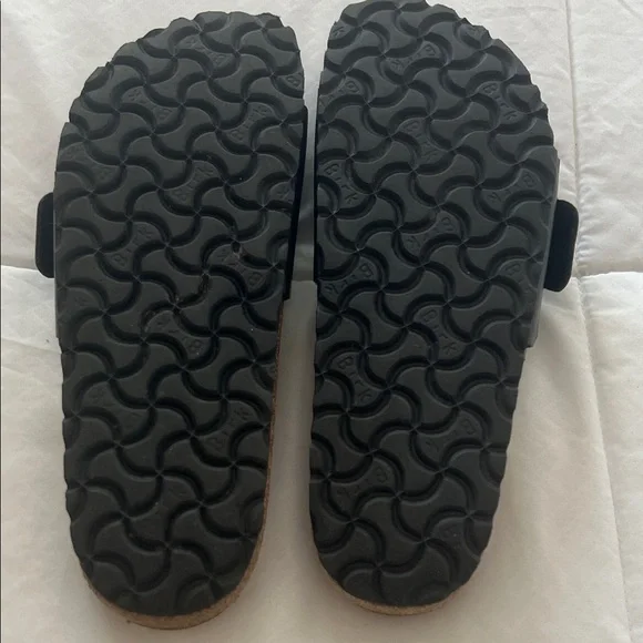 Birkenstock Black Slides with Metallic Buckle Size 38 Worn Once - Picture 4 of 4